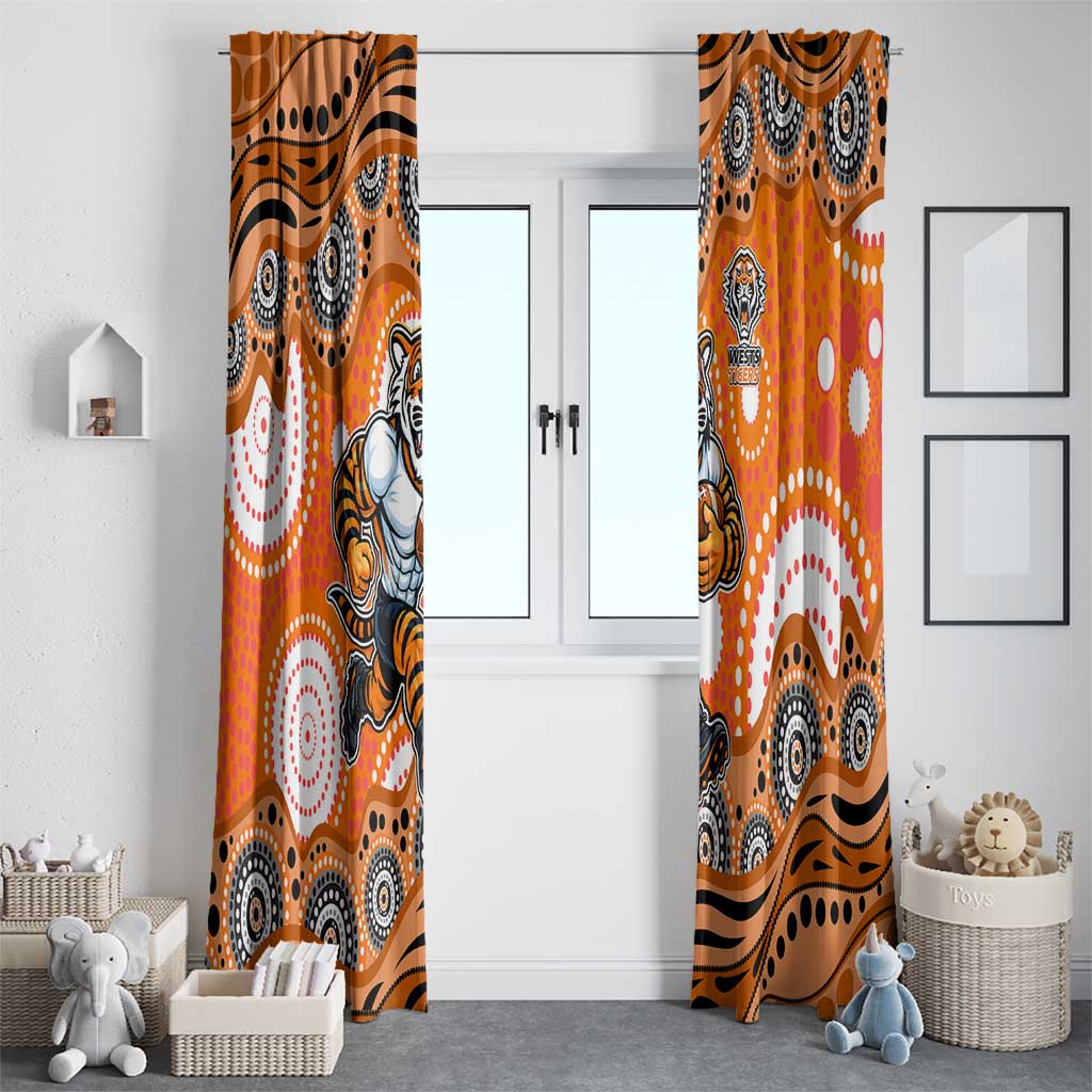 Wests Tigers Window Curtain Aboriginal Dot Pattern - Rugby Mascot Heritage Pride