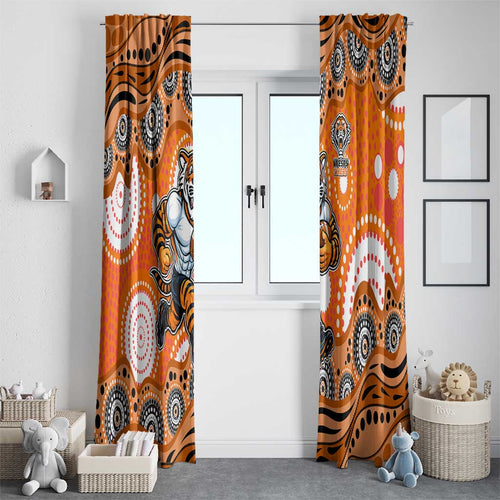Wests Tigers Window Curtain Aboriginal Dot Pattern - Rugby Mascot Heritage Pride