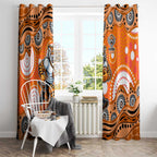 Wests Tigers Window Curtain Aboriginal Dot Pattern - Rugby Mascot Heritage Pride
