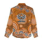 Wests Tigers Women Casual Shirt Aboriginal Dot Pattern - Rugby Mascot Heritage Pride