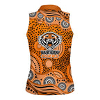 Wests Tigers Women Sleeveless Polo Shirt Aboriginal Dot Pattern - Rugby Mascot Heritage Pride