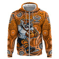 Wests Tigers Zip Hoodie Aboriginal Dot Pattern - Rugby Mascot Heritage Pride