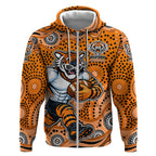 Wests Tigers Zip Hoodie Aboriginal Dot Pattern - Rugby Mascot Heritage Pride
