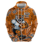Wests Tigers Zip Hoodie Aboriginal Dot Pattern - Rugby Mascot Heritage Pride