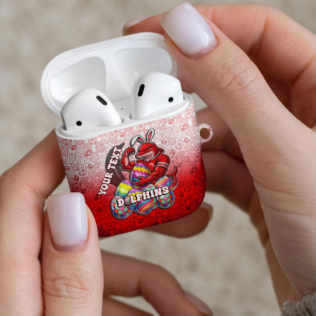 Personalized Dolphins AirPods Case Easter Mascot - Colorful Eggs Cartoon Style