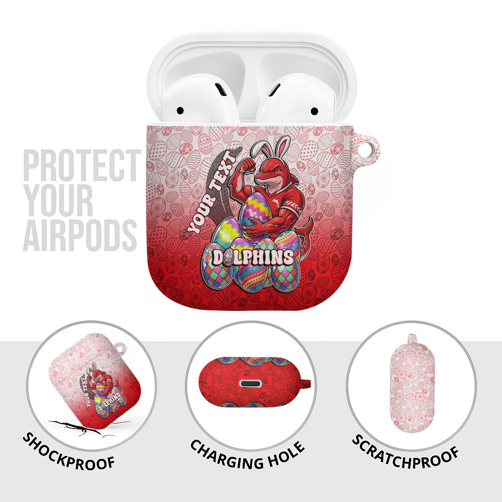 Personalized Dolphins AirPods Case Easter Mascot - Colorful Eggs Cartoon Style