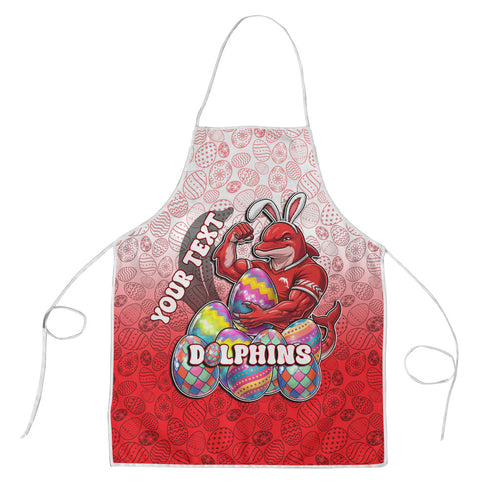Personalized Dolphins Apron Easter Mascot - Colorful Eggs Cartoon Style