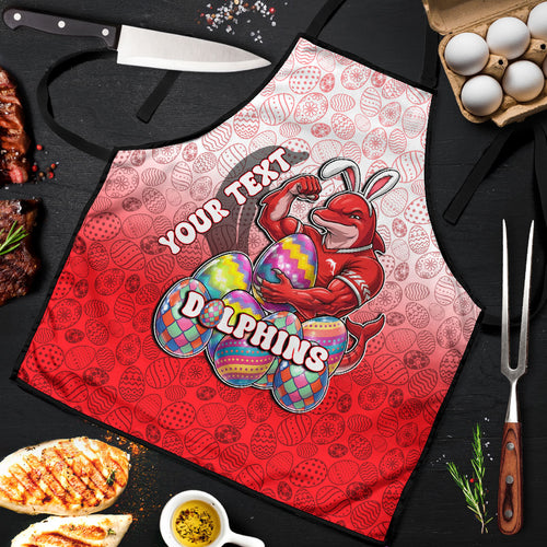 Personalized Dolphins Apron Easter Mascot - Colorful Eggs Cartoon Style