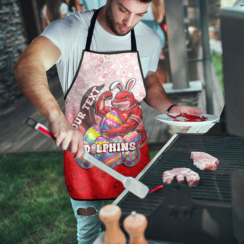Personalized Dolphins Apron Easter Mascot - Colorful Eggs Cartoon Style