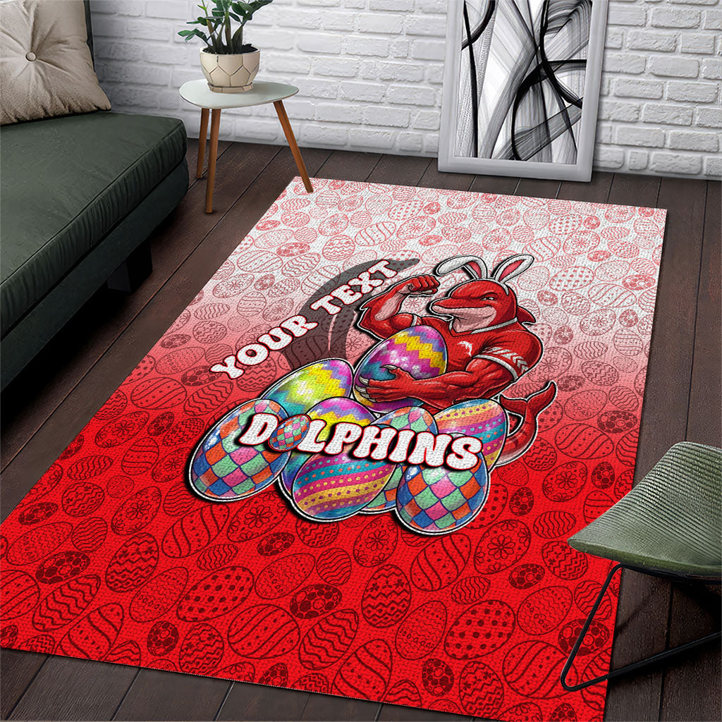 Personalized Dolphins Area Rug Easter Mascot - Colorful Eggs Cartoon Style