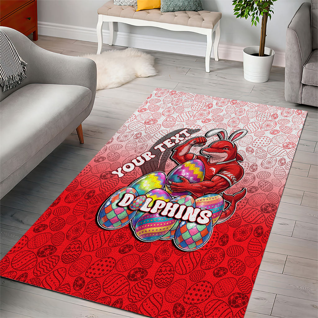 Personalized Dolphins Area Rug Easter Mascot - Colorful Eggs Cartoon Style