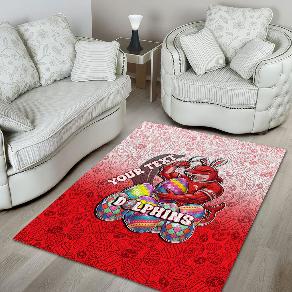 Personalized Dolphins Area Rug Easter Mascot - Colorful Eggs Cartoon Style