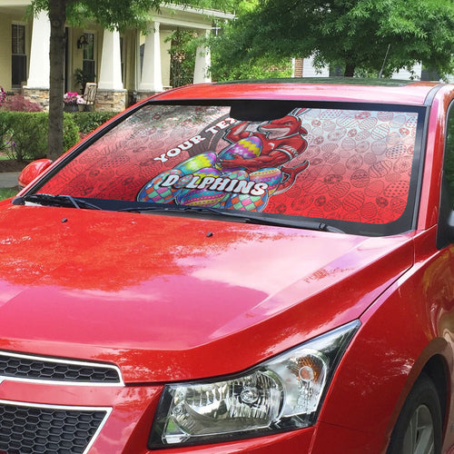Personalized Dolphins Auto Sun Shade Easter Mascot - Colorful Eggs Cartoon Style