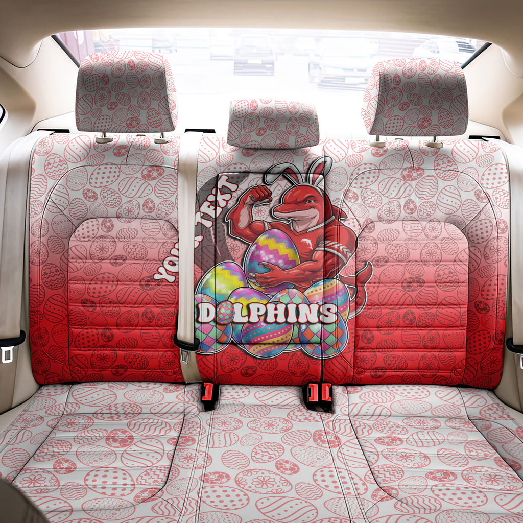 Personalized Dolphins Back Car Seat Cover Easter Mascot - Colorful Eggs Cartoon Style