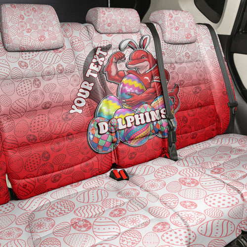 Personalized Dolphins Back Car Seat Cover Easter Mascot - Colorful Eggs Cartoon Style