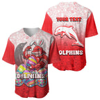 Personalized Dolphins Baseball Jersey Easter Mascot - Colorful Eggs Cartoon Style