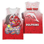 Personalized Dolphins Basketball Jersey Easter Mascot - Colorful Eggs Cartoon Style