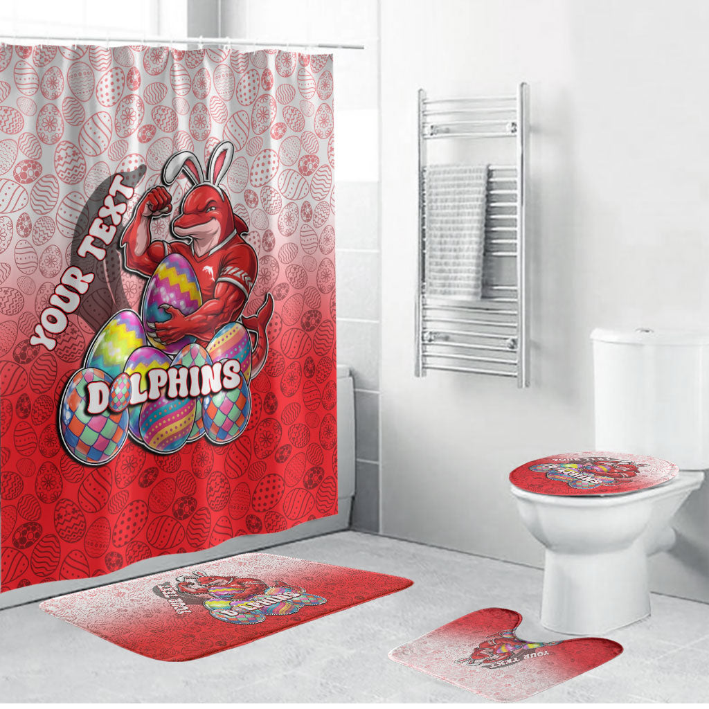 Personalized Dolphins Bathroom Set Easter Mascot - Colorful Eggs Cartoon Style