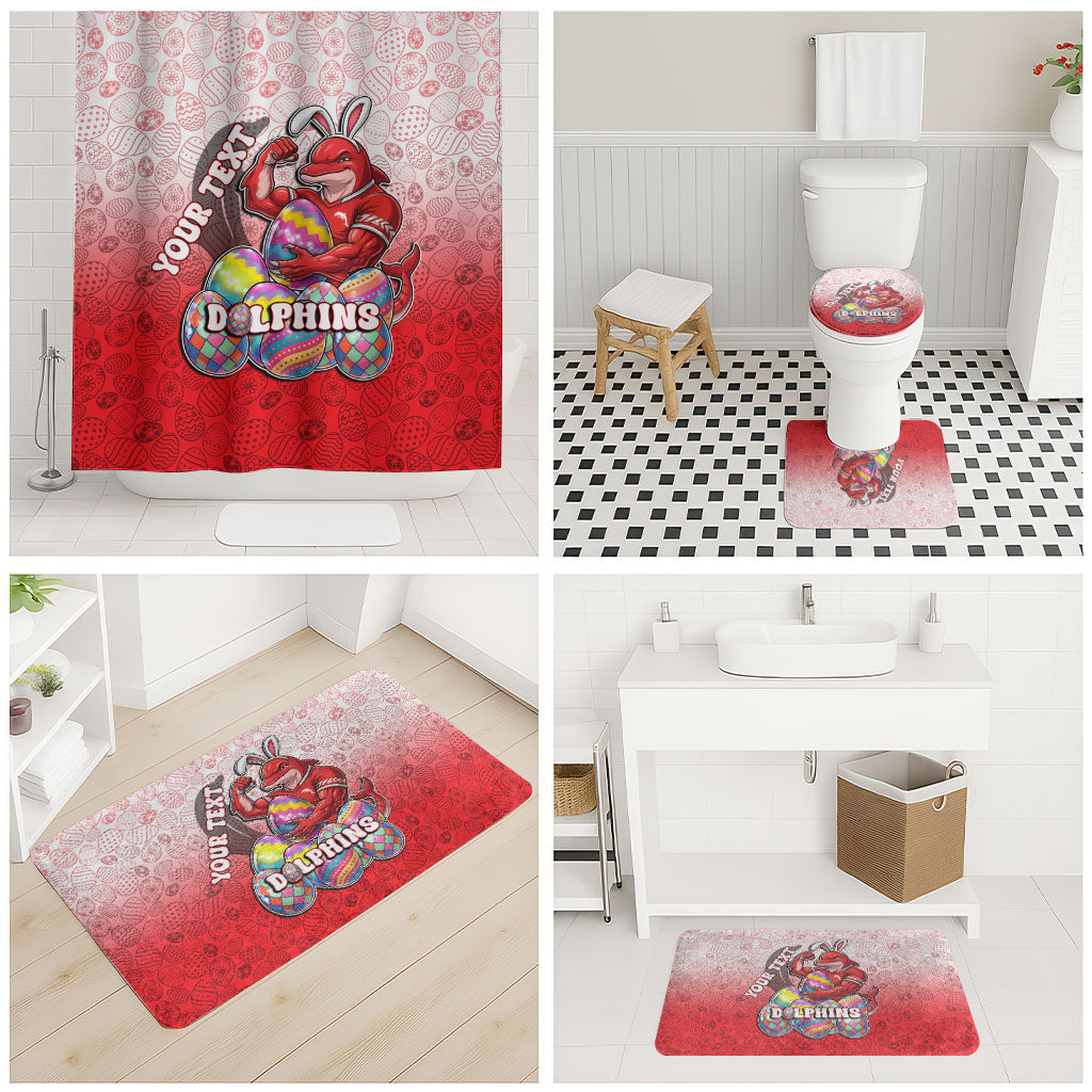 Personalized Dolphins Bathroom Set Easter Mascot - Colorful Eggs Cartoon Style