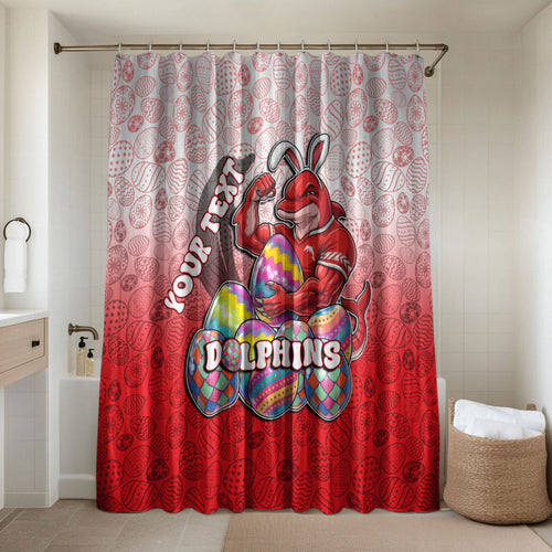 Personalized Dolphins Bathroom Set Easter Mascot - Colorful Eggs Cartoon Style