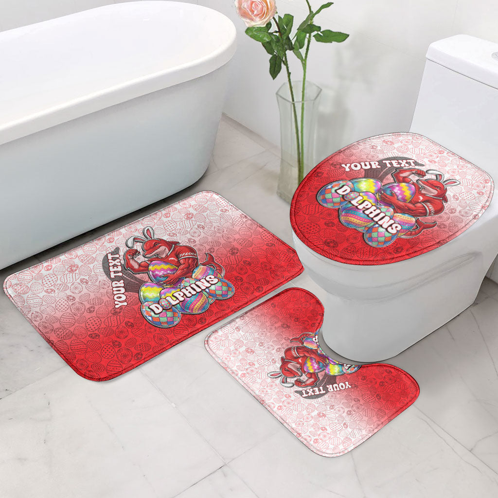 Personalized Dolphins Bathroom Set Easter Mascot - Colorful Eggs Cartoon Style