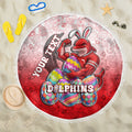 Personalized Dolphins Beach Blanket Easter Mascot - Colorful Eggs Cartoon Style