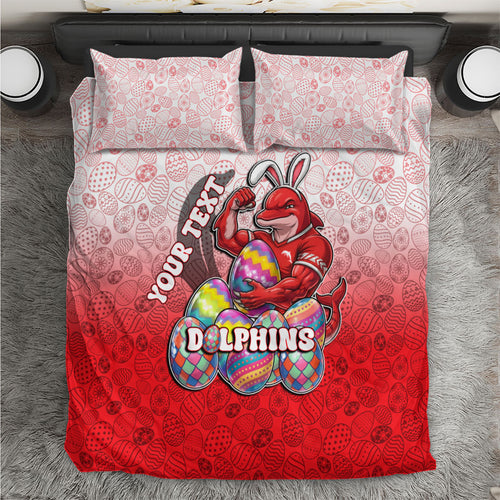 Personalized Dolphins Bedding Set Easter Mascot - Colorful Eggs Cartoon Style