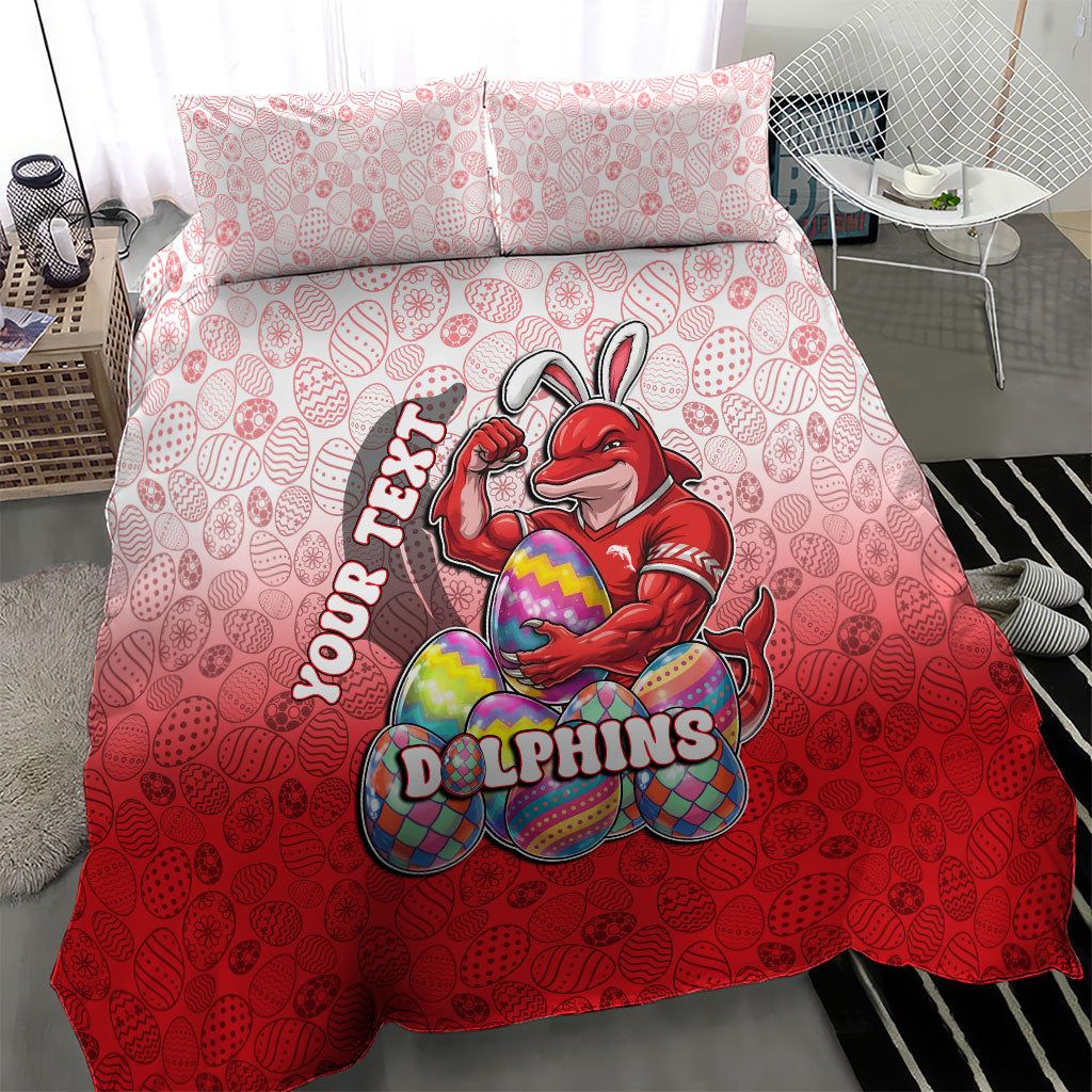 Personalized Dolphins Bedding Set Easter Mascot - Colorful Eggs Cartoon Style