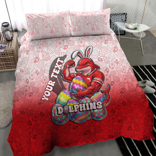 Personalized Dolphins Bedding Set Easter Mascot - Colorful Eggs Cartoon Style