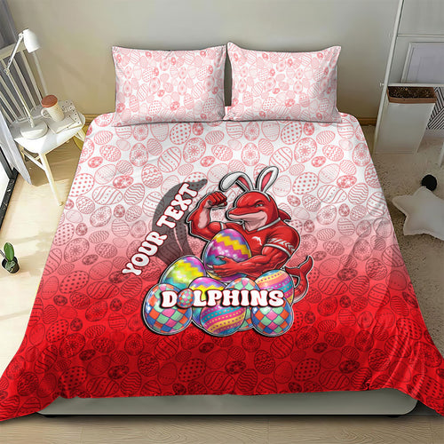 Personalized Dolphins Bedding Set Easter Mascot - Colorful Eggs Cartoon Style
