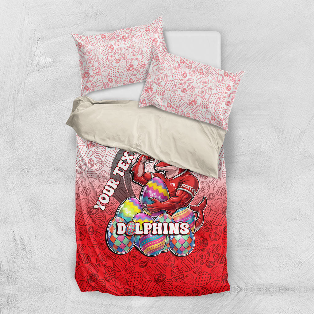 Personalized Dolphins Bedding Set Easter Mascot - Colorful Eggs Cartoon Style