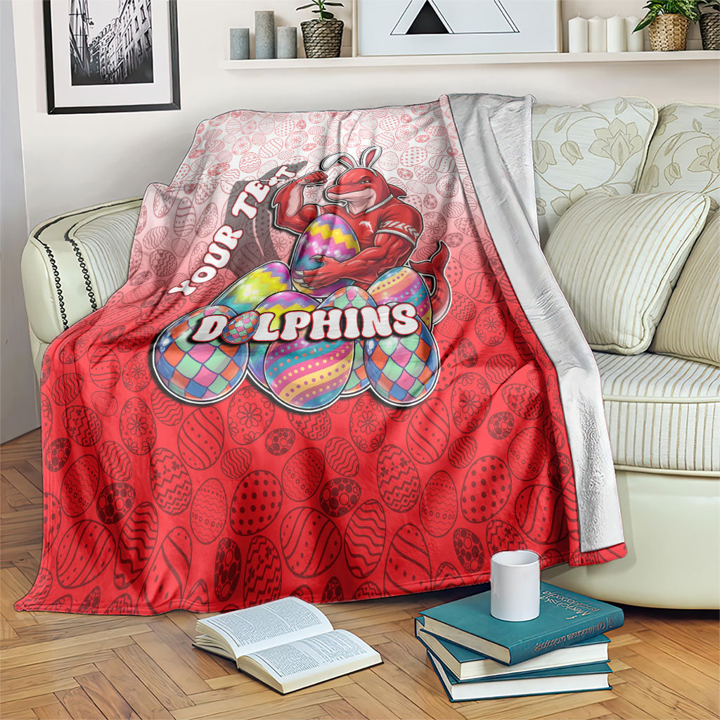 Personalized Dolphins Blanket Easter Mascot - Colorful Eggs Cartoon Style