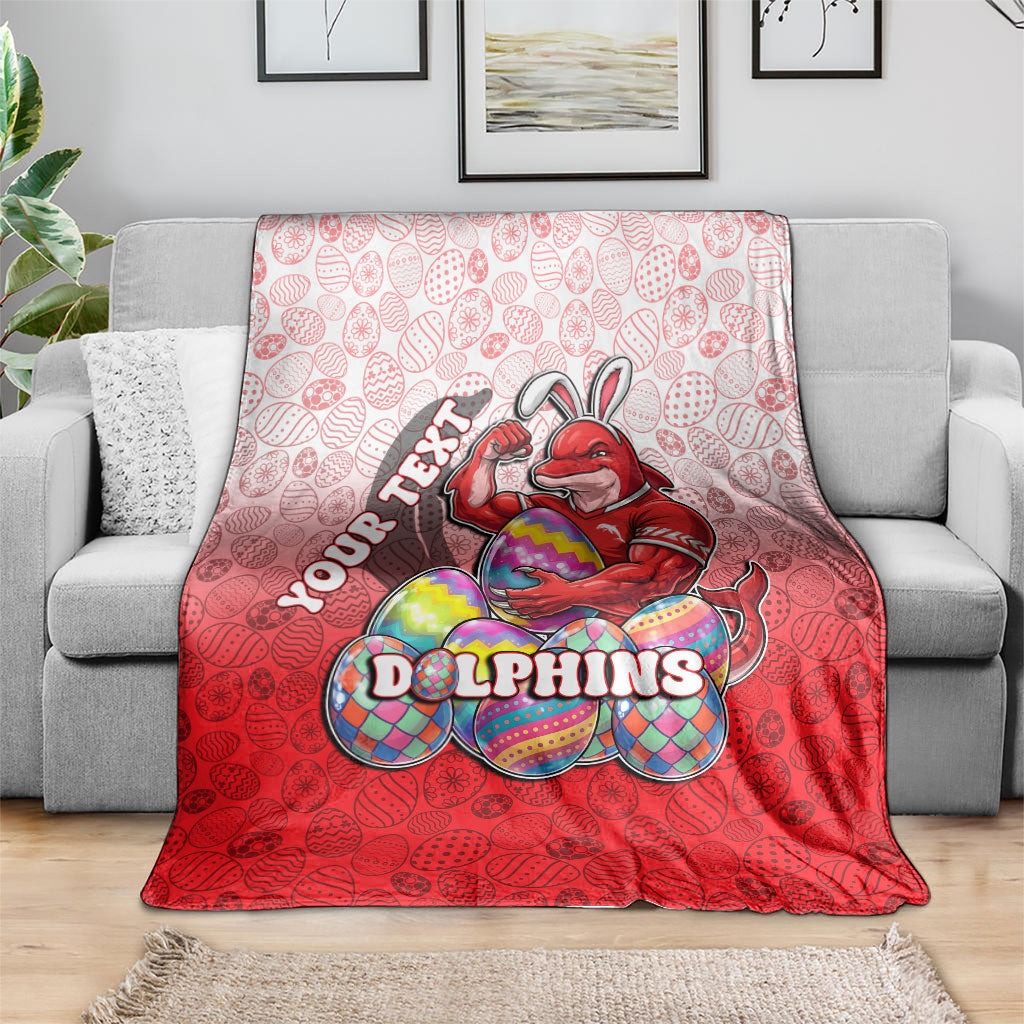 Personalized Dolphins Blanket Easter Mascot - Colorful Eggs Cartoon Style
