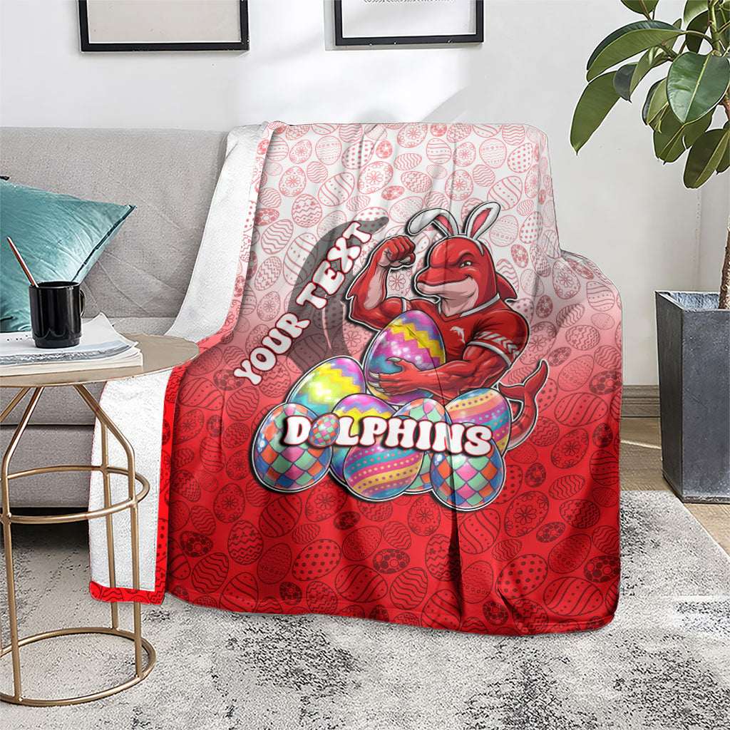 Personalized Dolphins Blanket Easter Mascot - Colorful Eggs Cartoon Style