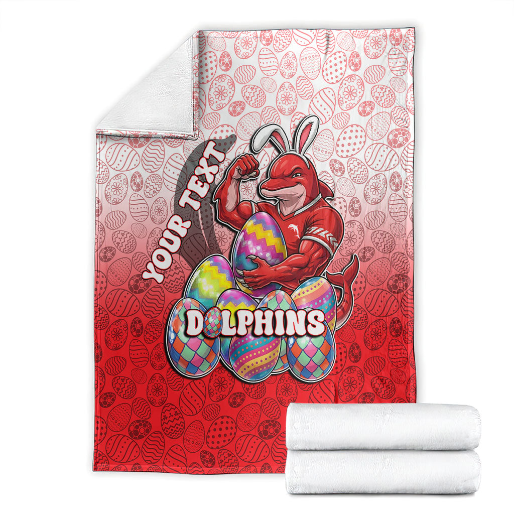 Personalized Dolphins Blanket Easter Mascot - Colorful Eggs Cartoon Style