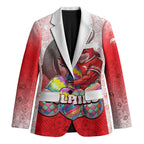 Personalized Dolphins Blazer Easter Mascot - Colorful Eggs Cartoon Style