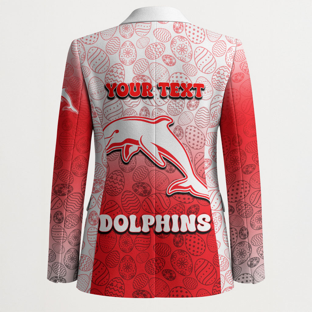 Personalized Dolphins Blazer Easter Mascot - Colorful Eggs Cartoon Style
