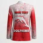 Personalized Dolphins Blazer Easter Mascot - Colorful Eggs Cartoon Style