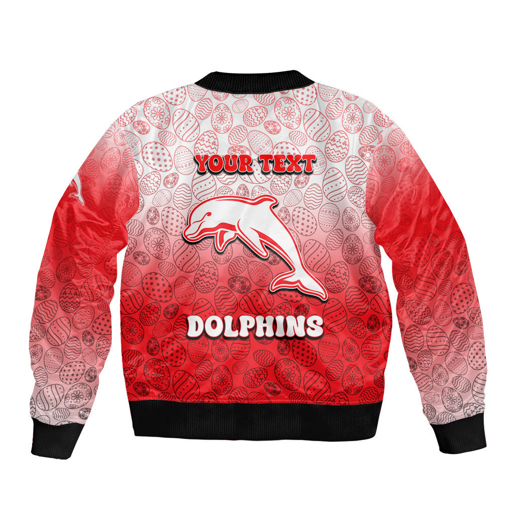 Personalized Dolphins Bomber Jacket Easter Mascot - Colorful Eggs Cartoon Style