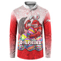 Personalized Dolphins Button Sweatshirt Easter Mascot - Colorful Eggs Cartoon Style