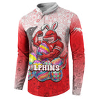 Personalized Dolphins Button Sweatshirt Easter Mascot - Colorful Eggs Cartoon Style