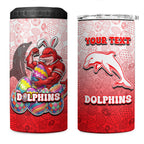 Personalized Dolphins 4 in 1 Can Cooler Tumbler Easter Mascot - Colorful Eggs Cartoon Style