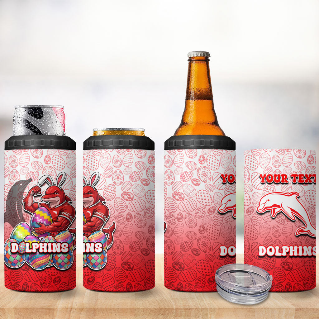 Personalized Dolphins 4 in 1 Can Cooler Tumbler Easter Mascot - Colorful Eggs Cartoon Style