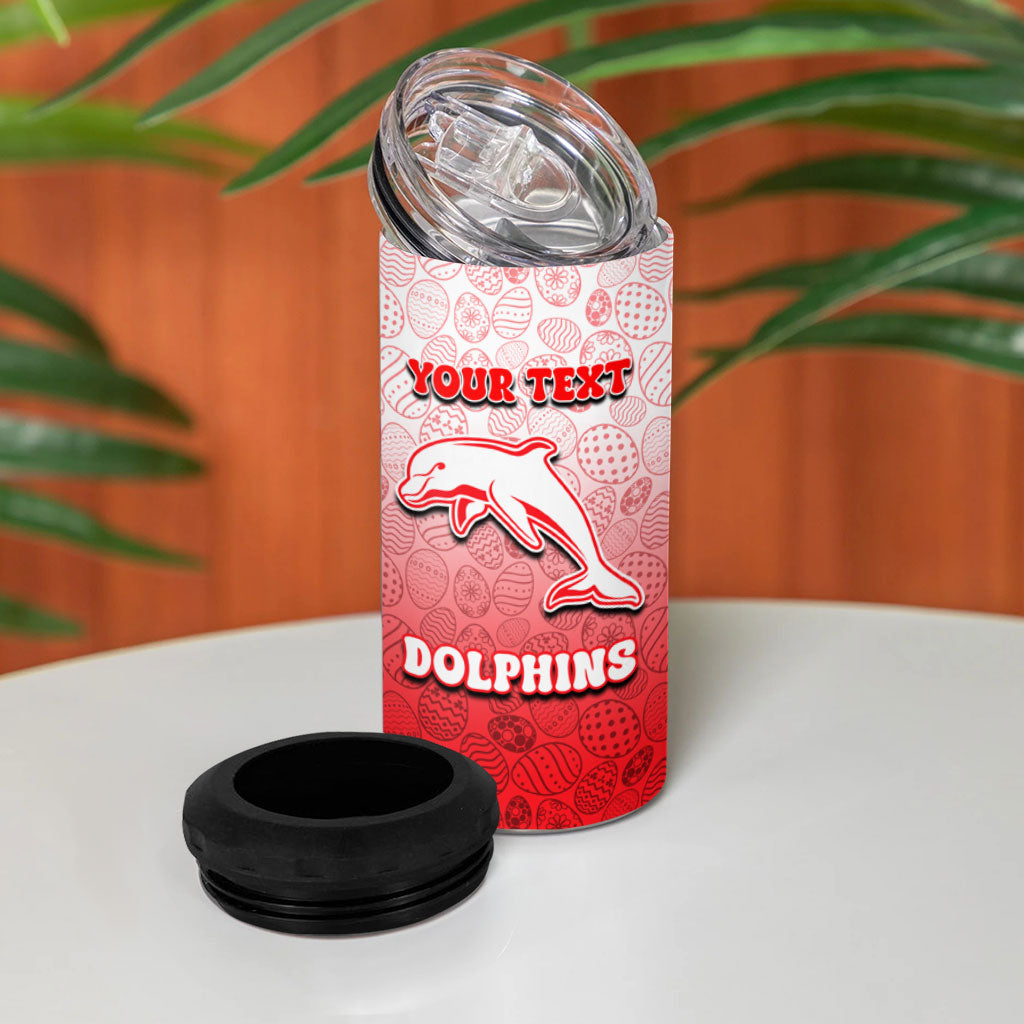 Personalized Dolphins 4 in 1 Can Cooler Tumbler Easter Mascot - Colorful Eggs Cartoon Style