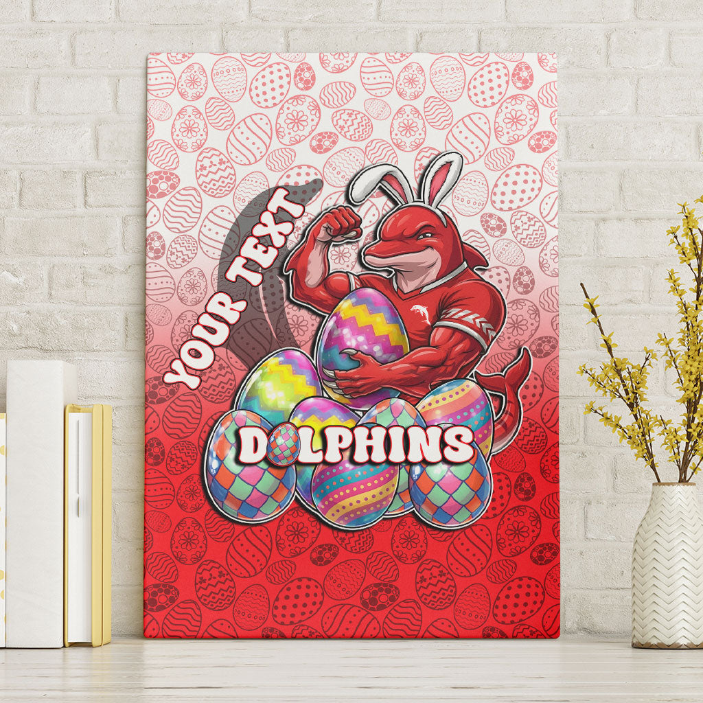 Personalized Dolphins Canvas Wall Art Easter Mascot - Colorful Eggs Cartoon Style