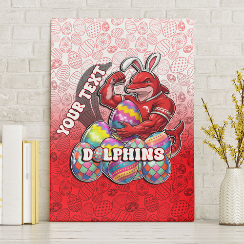 Personalized Dolphins Canvas Wall Art Easter Mascot - Colorful Eggs Cartoon Style
