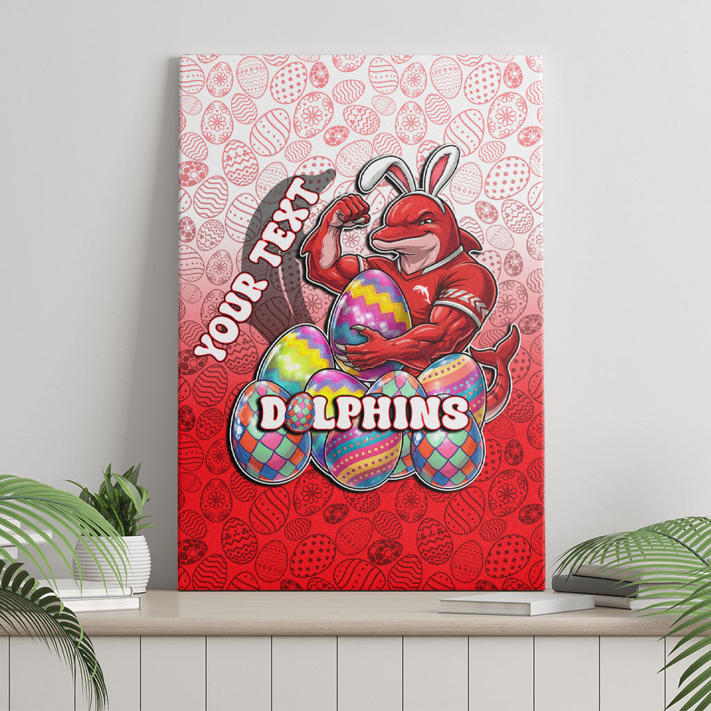 Personalized Dolphins Canvas Wall Art Easter Mascot - Colorful Eggs Cartoon Style