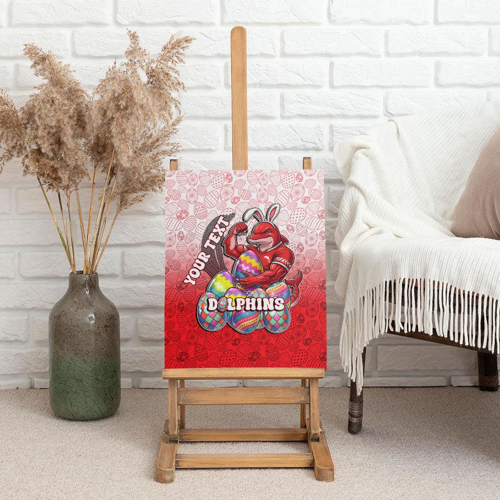 Personalized Dolphins Canvas Wall Art Easter Mascot - Colorful Eggs Cartoon Style