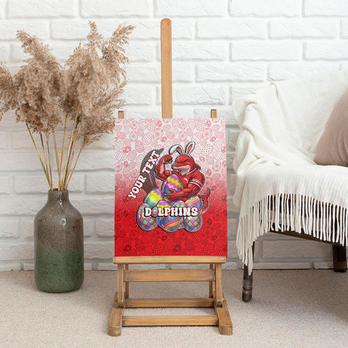Personalized Dolphins Canvas Wall Art Easter Mascot - Colorful Eggs Cartoon Style
