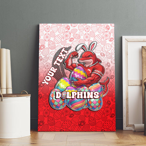 Personalized Dolphins Canvas Wall Art Easter Mascot - Colorful Eggs Cartoon Style